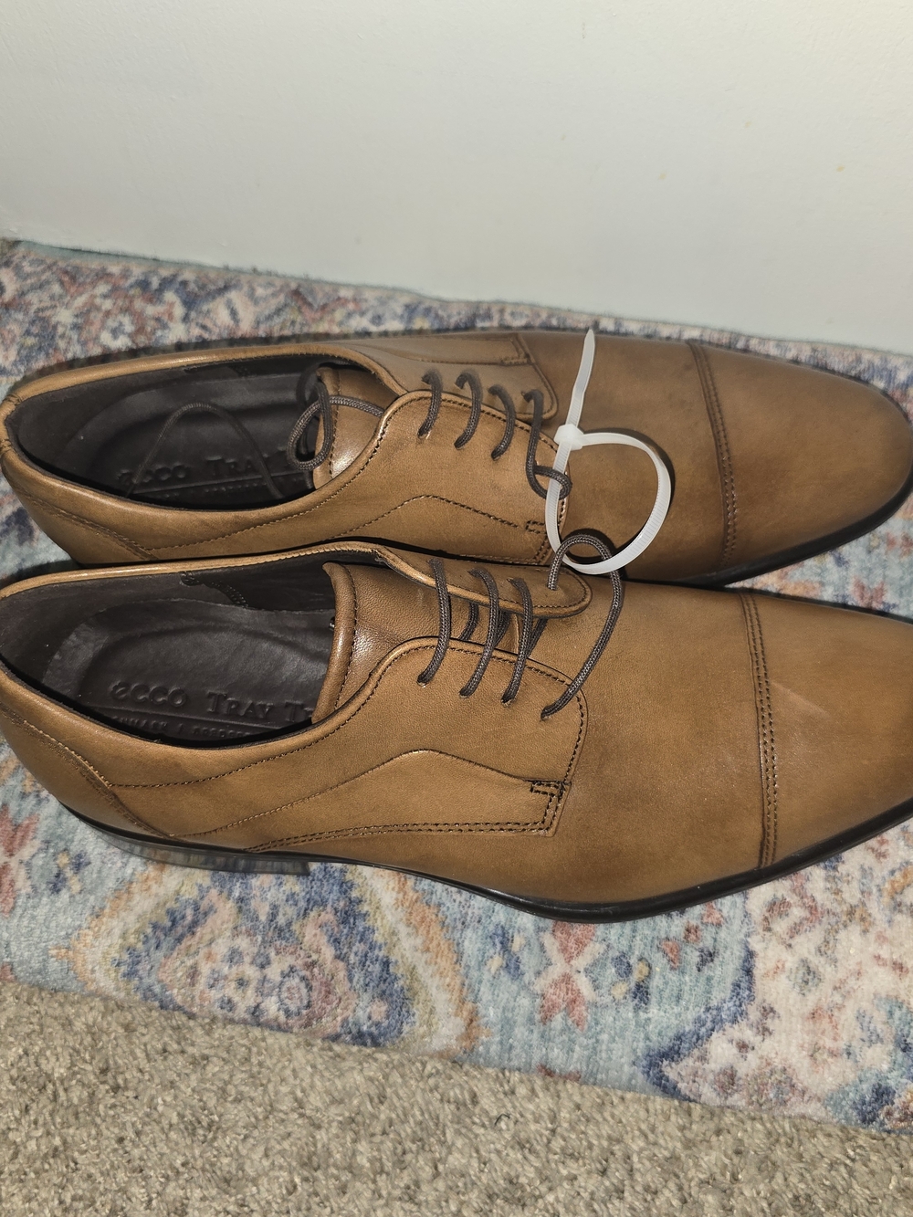 Ecco Men's Brown Leather Derby Dress Shoes Size 10-10.5 Citytray Cap Toe